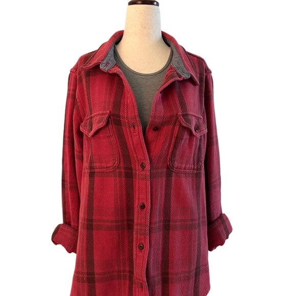 Outerknown Women's Blanket Shirt I Dusty Red Cusco Plaid I M/L - Picture 2 of 7